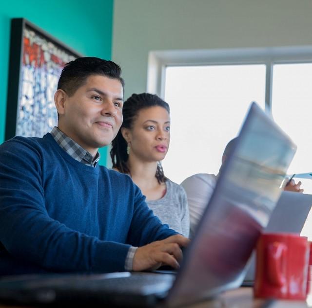 woman and man at computer